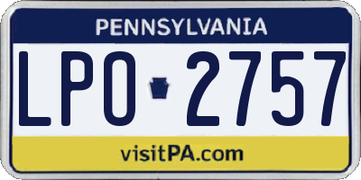 PA license plate LPO2757