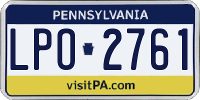 PA license plate LPO2761