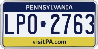 PA license plate LPO2763