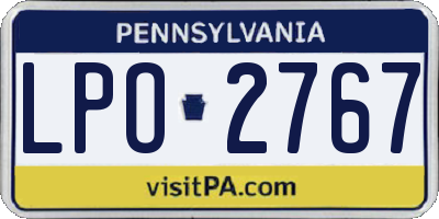 PA license plate LPO2767