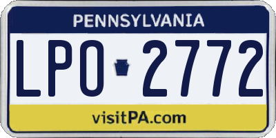 PA license plate LPO2772