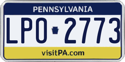 PA license plate LPO2773