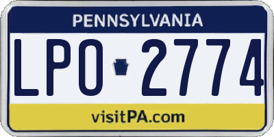 PA license plate LPO2774