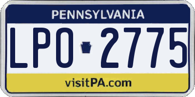 PA license plate LPO2775