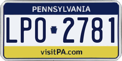 PA license plate LPO2781