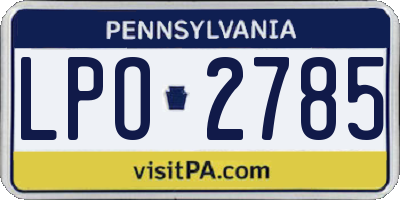 PA license plate LPO2785