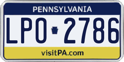 PA license plate LPO2786