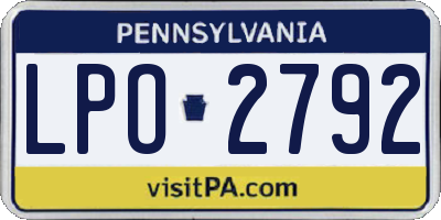PA license plate LPO2792