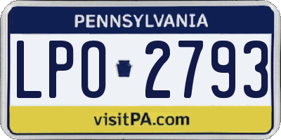 PA license plate LPO2793