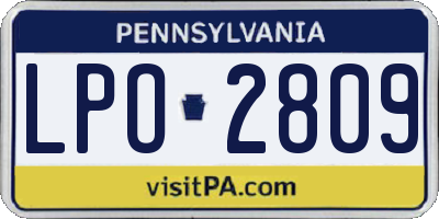 PA license plate LPO2809