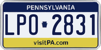 PA license plate LPO2831