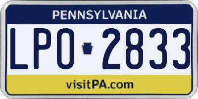 PA license plate LPO2833