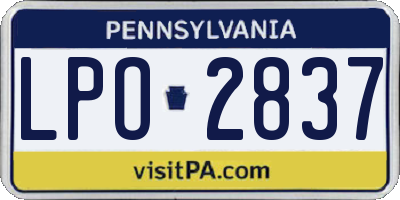 PA license plate LPO2837