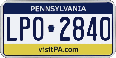 PA license plate LPO2840