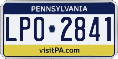 PA license plate LPO2841