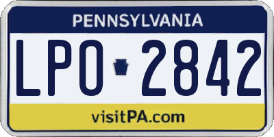 PA license plate LPO2842