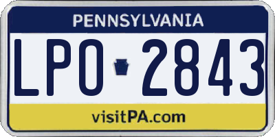 PA license plate LPO2843
