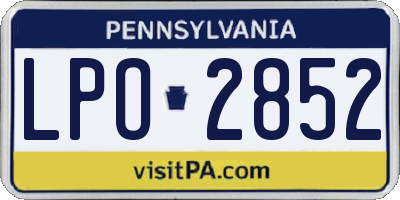 PA license plate LPO2852