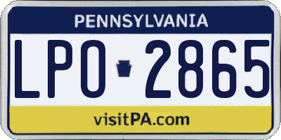 PA license plate LPO2865