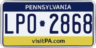 PA license plate LPO2868