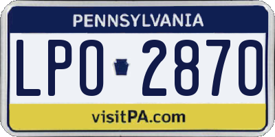 PA license plate LPO2870