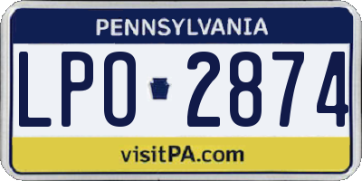 PA license plate LPO2874