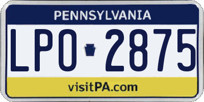 PA license plate LPO2875