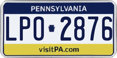 PA license plate LPO2876