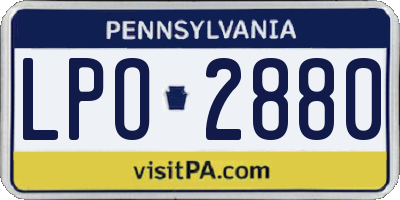 PA license plate LPO2880