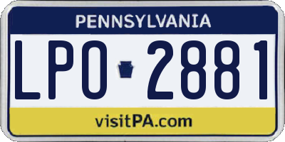 PA license plate LPO2881