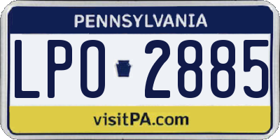 PA license plate LPO2885
