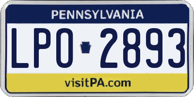 PA license plate LPO2893
