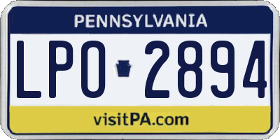 PA license plate LPO2894