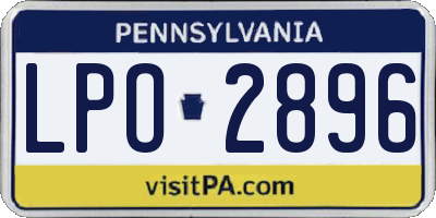 PA license plate LPO2896