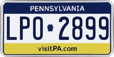 PA license plate LPO2899