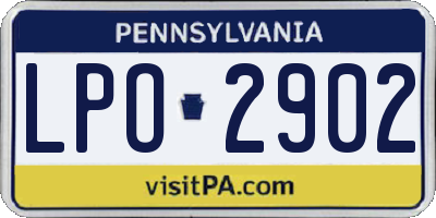 PA license plate LPO2902