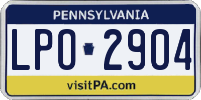 PA license plate LPO2904