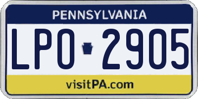PA license plate LPO2905