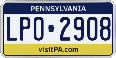 PA license plate LPO2908