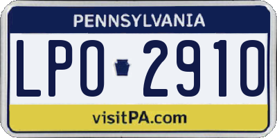 PA license plate LPO2910