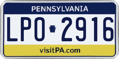 PA license plate LPO2916