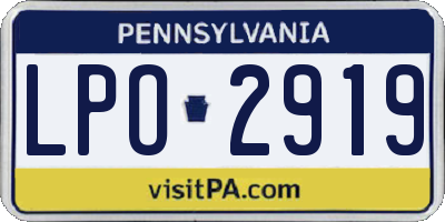 PA license plate LPO2919