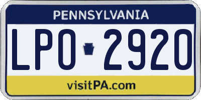 PA license plate LPO2920