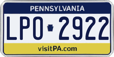 PA license plate LPO2922