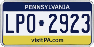 PA license plate LPO2923