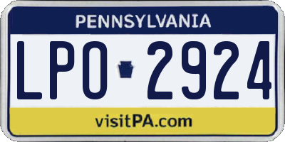 PA license plate LPO2924