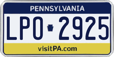 PA license plate LPO2925