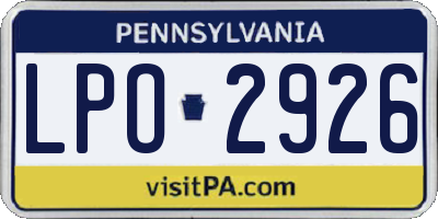 PA license plate LPO2926