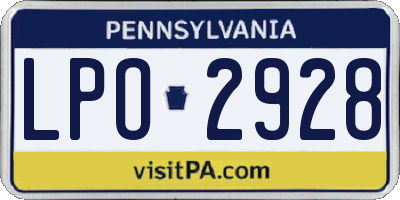 PA license plate LPO2928