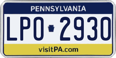 PA license plate LPO2930